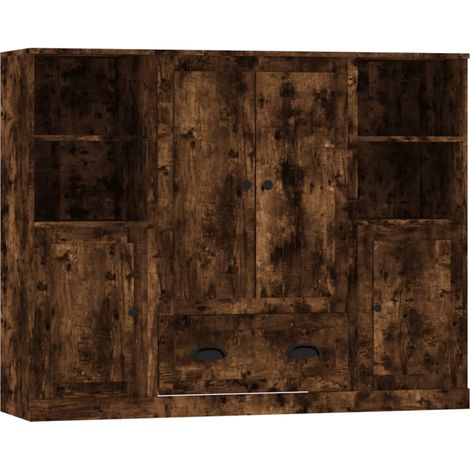 Credenza a buffet cassettiera mobile contenitore organizer cucina soggiorno salotti 3 pezzi legno ingegnerizzato marrone 020037063