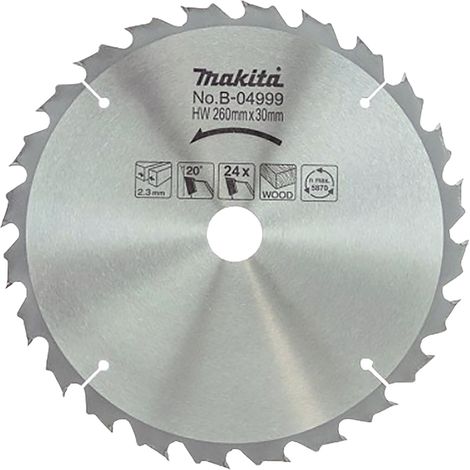 Makita B-04999 Standard-Kreissägeblatt TCT 260 x 30 mm 24T Holz Holz