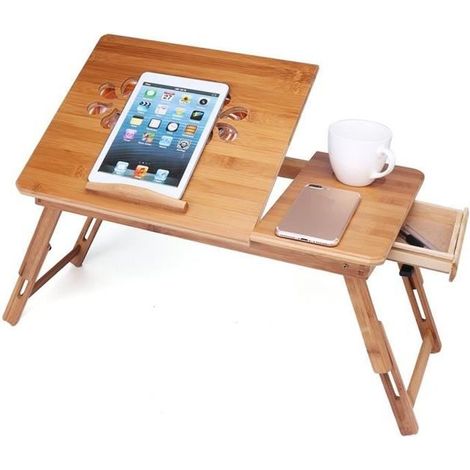Plateau de Lit Pliable Table Portable pour Ordinateur Bureau réglable avec trous d'aération 50x30x30cm (1/4)