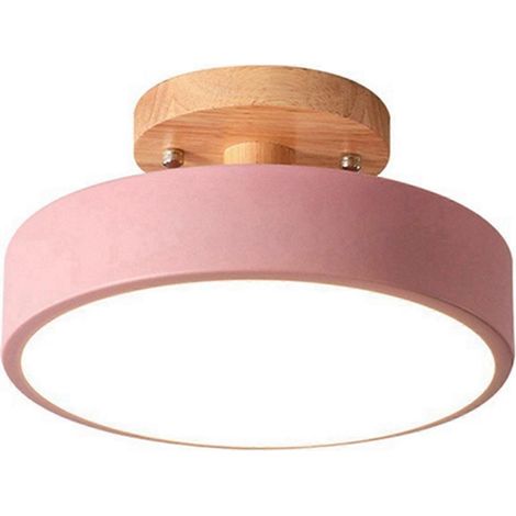Plafonnier rose moderne à LED de style nordique en bois --- (1/5)