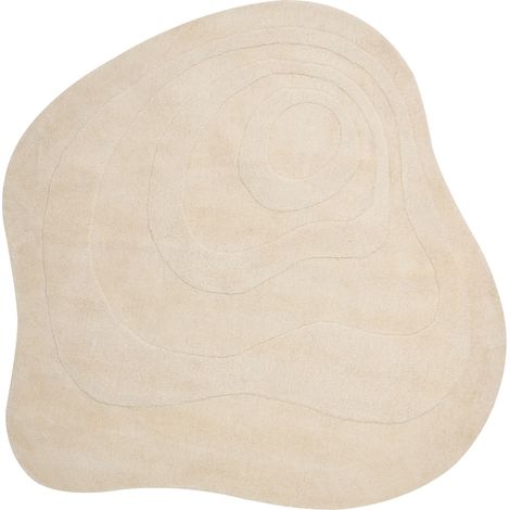 Tappeto moderno fatto a mano per il soggiorno, il corridoio e l'ufficio, 160 x 160 cm, a pelo basso in lana viscosa Beige Gorano (1/5)