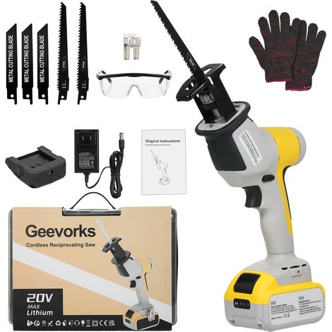 20V Brushless Cordless Reciprocating Saw 0-3000 RPM with 4.0Ah Battery and Charger Tool-free Blade Change LED Working Light for Wood Metal PVC Cutting (1/5)
