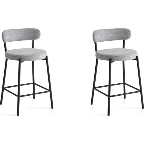 Set de 2 taburetes bajos de comedor, Harlem en textil gris, 87x47x48 cm