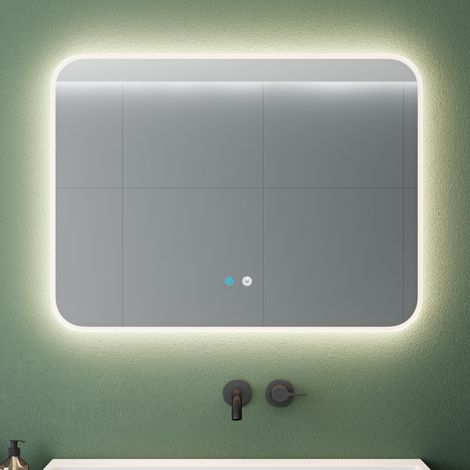 Mai & Mai Specchio da Bagno Appeso Specchio a LED Specchio da Parete 600x800mm Specchio per Il Trucco Personalizzato Anti-Appannamento Nova-02