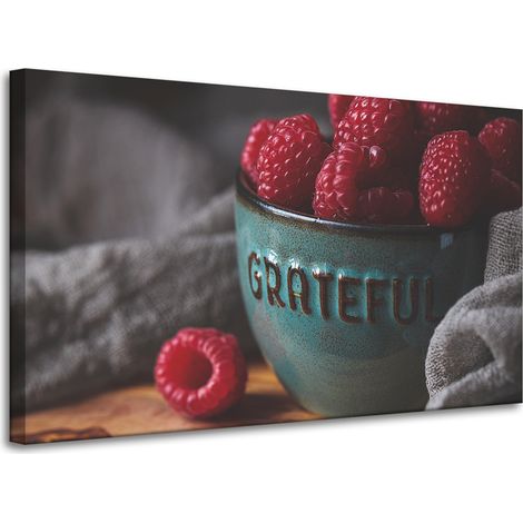 Leinwanddruck „Küchenschüssel mit Himbeeren“, 100 x 60 cm
