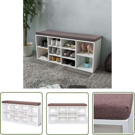 Schuhschrank Schuhbank Sitzbank 10 Fächer weiß - Schuhschrank - Schuhbank - Sitzbank - Flurbank - Garderobe (1/5)