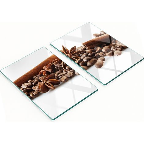 Dekorative Glasschneidebretter mit Kaffeebohnen- und Zimtmotiv, 2 x 40 x 52 cm (1/5)