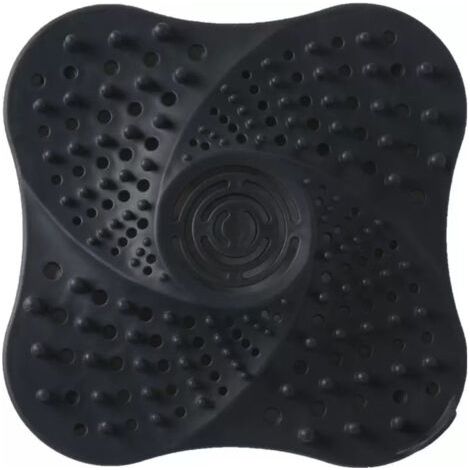 Filtre à cheveux de douche 2 pièces (noir) avec ventouse pour évier (1/3)