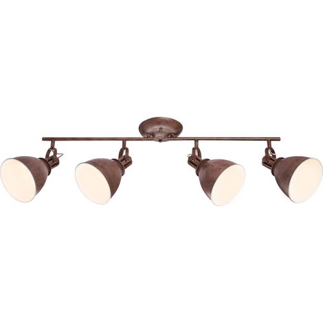 Barre de spots de plafond couleur rouille 4x E14