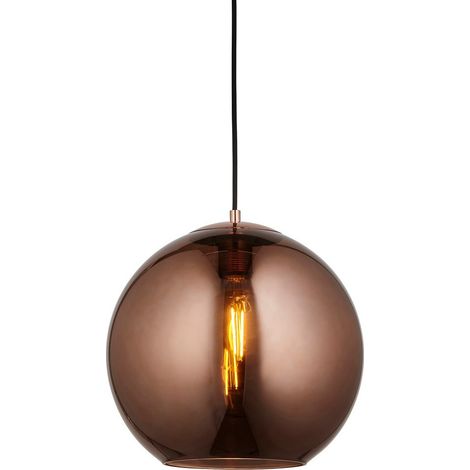 Endon Boli Lampadario a soffitto a cupola in vetro specchiato color rame (1/5)