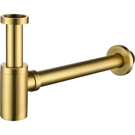 Siphon en P moderne en laiton doré foncé de 1 1/4 po, kit de siphon en P pour évier, couleur bronze champagne. RD-83888-CB (1/4)