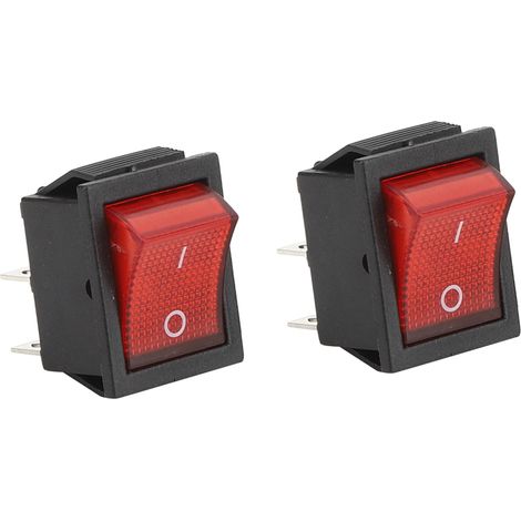 5 Wippschalter, 16 A, 250 V, 4-polig mit roter Kontrollleuchte, Zubehör für industrielle Steuerungstechnik, 31 x 25 mm (1/5)