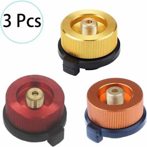 Adaptateur de Bouteille de Gaz Buse de Transfert Connecteur pour Brleur de poêle Réchaud de Camping, Conversion de tête de Cartouche de gaz Type de Bouteille de buse 35x30mm 3Pcs Orange Rouge Or