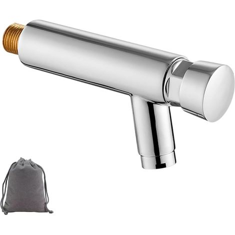 Wall Mount, One Hole, Self Close, Water Saving, Cold Water Faucet, Copper, Public Toilet, Delay, Kitchen, Bathroom, Garden, Patio, Basin Faucets, Chrome (1/4)