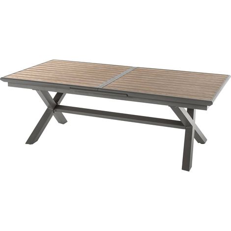 Ausziehbarer Gartentisch in Holzoptik Axiome in Honiggelb und Pralinenbraun - 10 Plätze (1/5)