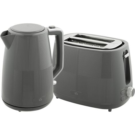 Kettle and Toaster Set, 1.7L 3000W Fast Boil Kettle & 2 Slice Toaster Kitchen Set with 7 Level Browning Controls, Defrost, Reheat, Boil-dry Protection, Grey