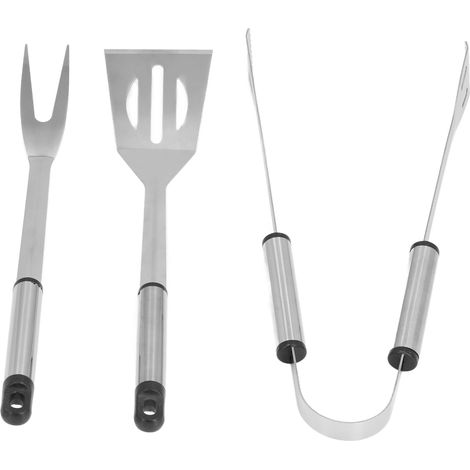 Kit de barbecue 3 pièces en acier inoxydable avec fourchette, pelle et pince. Ensemble d'outils de barbecue durables. (1/5)