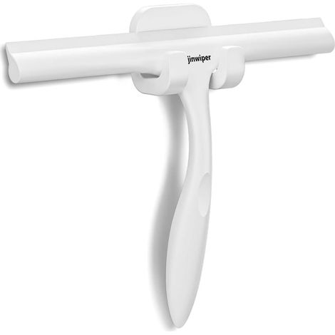 Raclette Douche, 25cm Silicone Raclette Salle de Bain avec Crochet, Blanc (1/5)