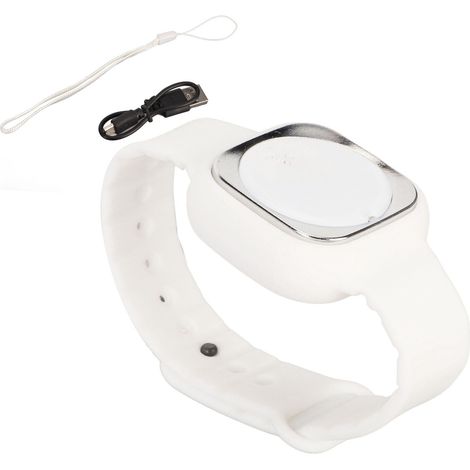Bracelet Montre Répulsif Ultrasonique avec Fonction Horloge, Rechargeable USB, Étanche, Blanche (1/5)