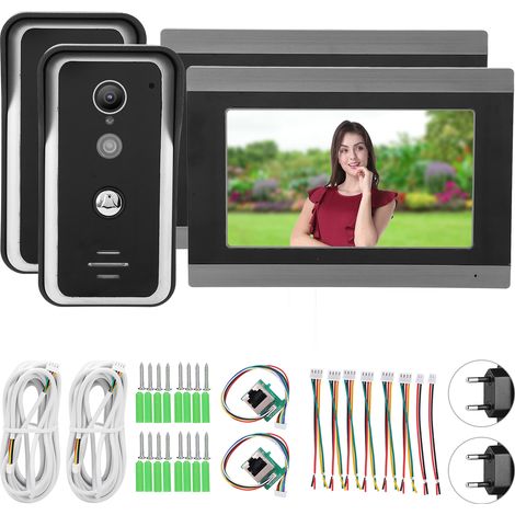 Sonnette vidéo filaire 7 pouces avec écran TFT LCD pour application TUYA, audio bidirectionnel, sonnette AC100-240V, prise UE. (1/5)