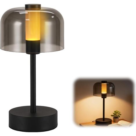 Lampe de table LED sans Fil,Lampe de Chevet Tactile LED Rechargeable,Lampe de Bureau Sans Fil,3 Température de Couleur Lampe Led pour Chambre Salon Camping Jardin Café Extérieur Noir (1/5)
