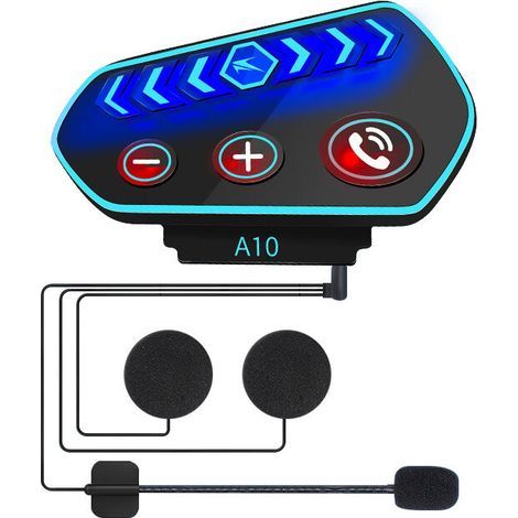 Bluetooth-Motorradhelm-Freisprecheinrichtung, Bluetooth 5.0-Helm-Intercom für Anrufsteuerung, Musikwiedergabe, winddicht und störungsfrei, große Taste mit Beleuchtung (1/5)