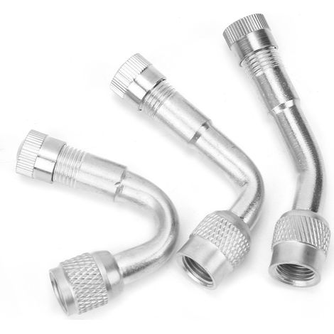 Adaptateur prolongateur valve pneu voiture moto vélo, embout coudé 45° 90° 135°, laiton argenté, rallonge tige valve (1/5)