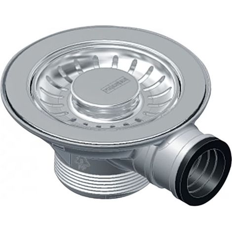 Franke – Bonde de lavabo grise manuelle avec sortie trop-plein – Diamètre 90mm – Installation rapide pour éviers inox – Matériaux résistants à l'humidité