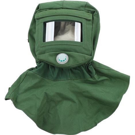 Cagoule de sablage avec visière de protection faciale, ventilation, protection anti-poussière et coupe-vent, en toile châle, résistante aux rayures et à la chaleur, protège-nuque. (1/5)