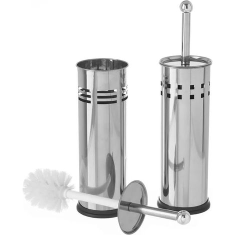 Brosse à toilettes - JUANIO - Lot de 2 - Acier inoxydable - Gris - Hauteur 39 cm (1/4)