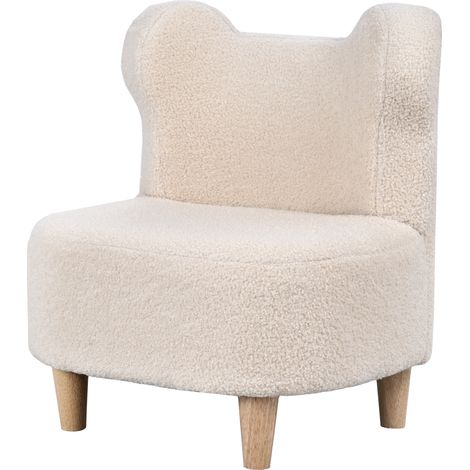 Fauteuil enfant ours en peluche, fauteuil moelleux à oreilles d'ours, housse polaire, mousse, beige (1/5)