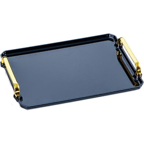 Serviertablett, dekoratives Kosmetiktablett, rechteckiger Badezimmer-Organizer, Schmuck-, Parfüm- und Kosmetikhalter für Dusche, Tisch oder Schreibtisch-M-black (1/5)