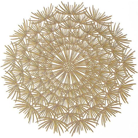 Plateau de table rond en PVC doré à motif pissenlit - 38 cm (1/4)
