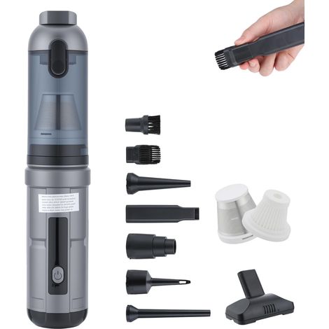 Aspirateur à Main 16000Pa Aspirateur Voiture Puissant sans Fil 4-in-1 Mini Aspirateurs Voiture avec 8 Embouts Interchangeables pour PC, Canapé, Bureau, Maison et Nettoyage des Poils d'animaux (1/5)