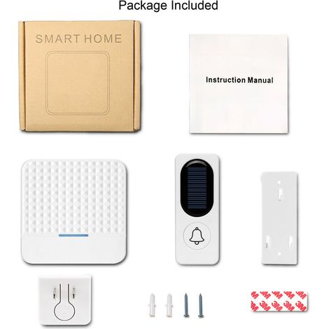 Sonnette Sans Fil Sonnette électronique solaire sans fil (blanc) (1/4)