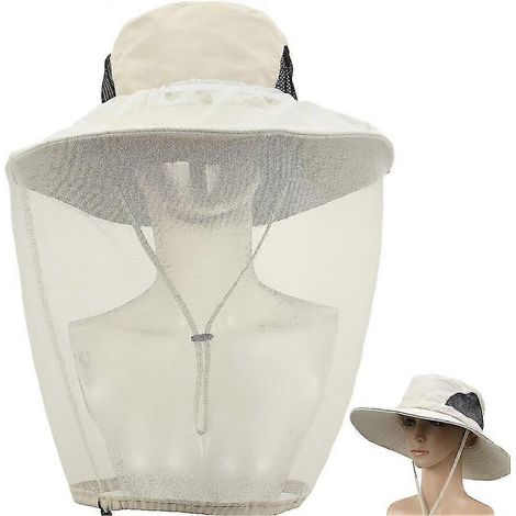 Mückenabweisende Hüte für Outdoor-Aktivitäten, 2er-Set Fischerhüte, geeignet zum Wandern, Angeln und Gärtnern, Hüte für Damen und Herren mit Mückenschutz, khaki (1/5)