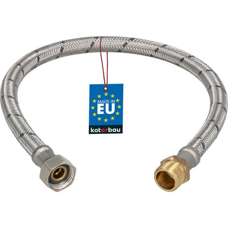 KOTARBAU® Flexible Robinet 3/8" x 3/8" - Flexible Eau - Tuyau Robinet 50 cm - Mâle x Femelle - Rallonge Robinet Cuisine Flexible - Acier Inoxydable - Tuyau Flexible Plomberie (1/4)