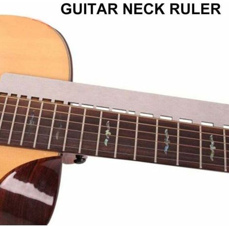 Outil Luthier Manche Guitare Cranté, Règle Inox Hauteur Cordes 64-63cm, Pour Frettes Maintenance (1/5)