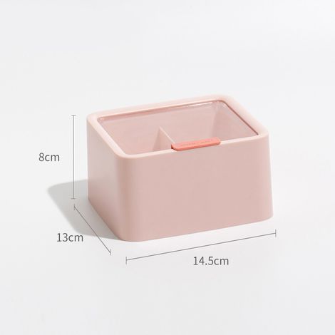 Boîte de rangement transparente avec couvercle pour cotons, cotons-tiges et rouges à lèvres, style nordique, double couche, minimaliste, rose Wish. (1/5)