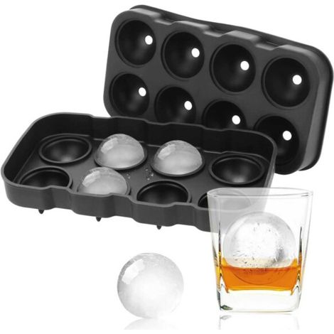 Stampo grande in silicone per gelato, adatto a realizzare 8 palline di gelato rotonde, colore nero.