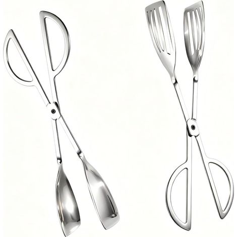 Lot de 2 pinces multi-usages en acier inoxydable - Pince à pâtisserie en acier inoxydable - Pince à pâtisserie - Pince à ciseaux - Pince à pâtisserie - Pince de cuisine - Pince de service (1/5)