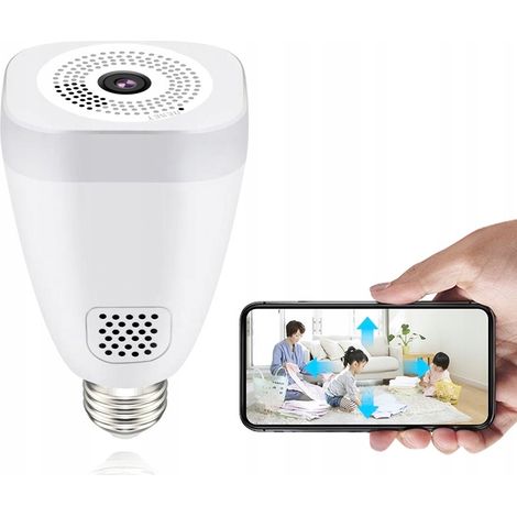 TELECAMERA WIRELESS A LAMPADINA E27 IP WIFI 3MPX LED 360°