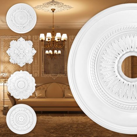 Grand Decor Stuckrosette aus PU, R125 bis R179 - Deckenrosette Stuck Wanddeko Wohnzimmer: R139 - Ø 59.6 cm (1/3)