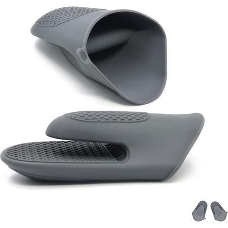 Gant (gris) en silicone épais, manique, mini manique de four résistante à la chaleur, protection contre les pincements pour la cuisson au four, la pâ (1/5)