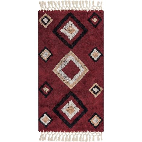 Rug SIIRT Red 80 x 150 cm Cotton