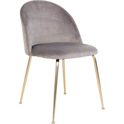 Set 2 sedie da pranzo Geneve in velluto grigio con gambe effetto ottone