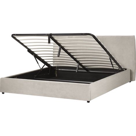 Ottoman Bed Velvet LAVAUR 180 x 200 cm (EU Super King) Taupe (1/5)