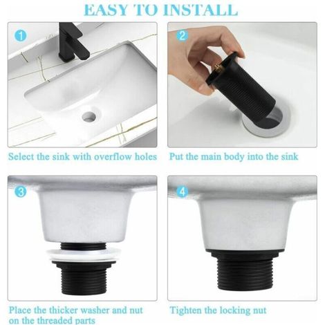 FOREHILL Bonde de douche et lavabo Noir Sans Trop Plein, 2 pièces Bonde de douche et lavabo Pop Up Noir Universelle, Bonde de Vidage Sans Trop Plein, Bonde de Vidange Sans Trop Plein, Bonde Pop Up Aut
