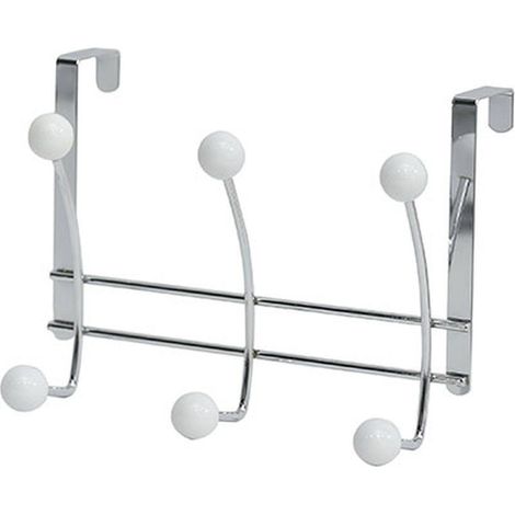 Kleiderhaken aus metall mit 6 keramikhaken - chrom weiss - Tendance