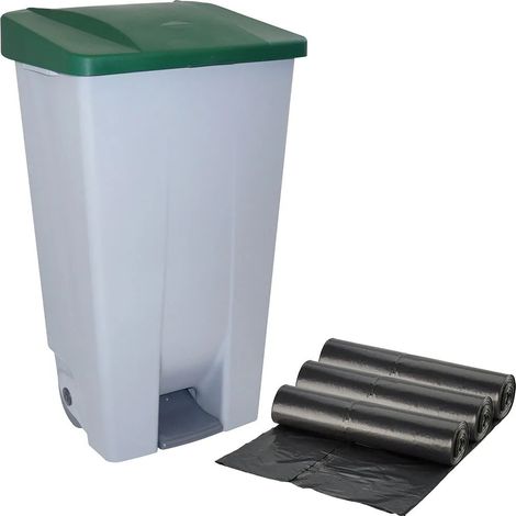 Poubelle wellhome 120 litres avec pédale et roues (1/3)